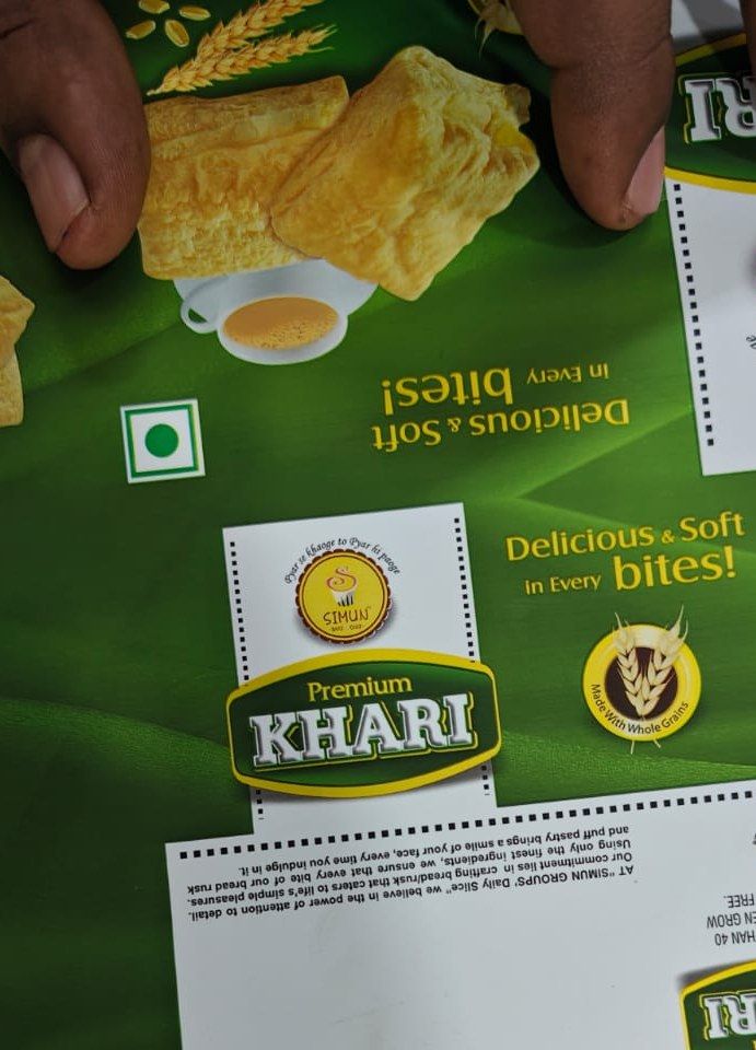 SIMUN Premium Khari — Centre-seal pouch printed by RR Packaging Company